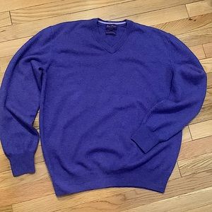 100% Cashmere v-neck Sweater, subtle purple blue heather